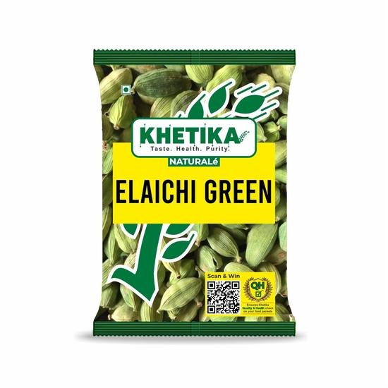 Khetika Naturale Green Elaichi 50 grams | Whole Cardamom | No Artificial Colours & Preservatives