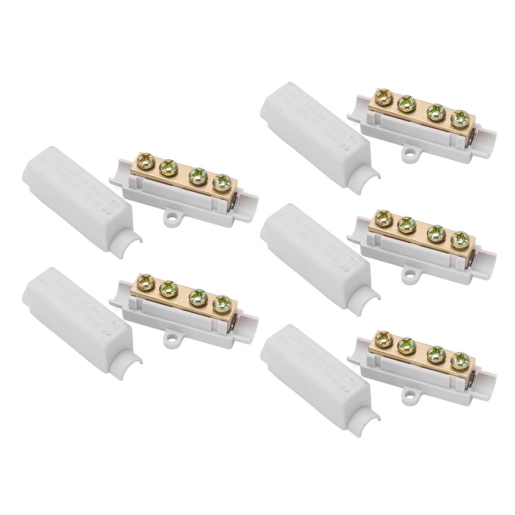 5Pcs Wire Connector Brass Conductor Double Screws ABS Shell Butt Wire Terminal Block 1000V 100A
