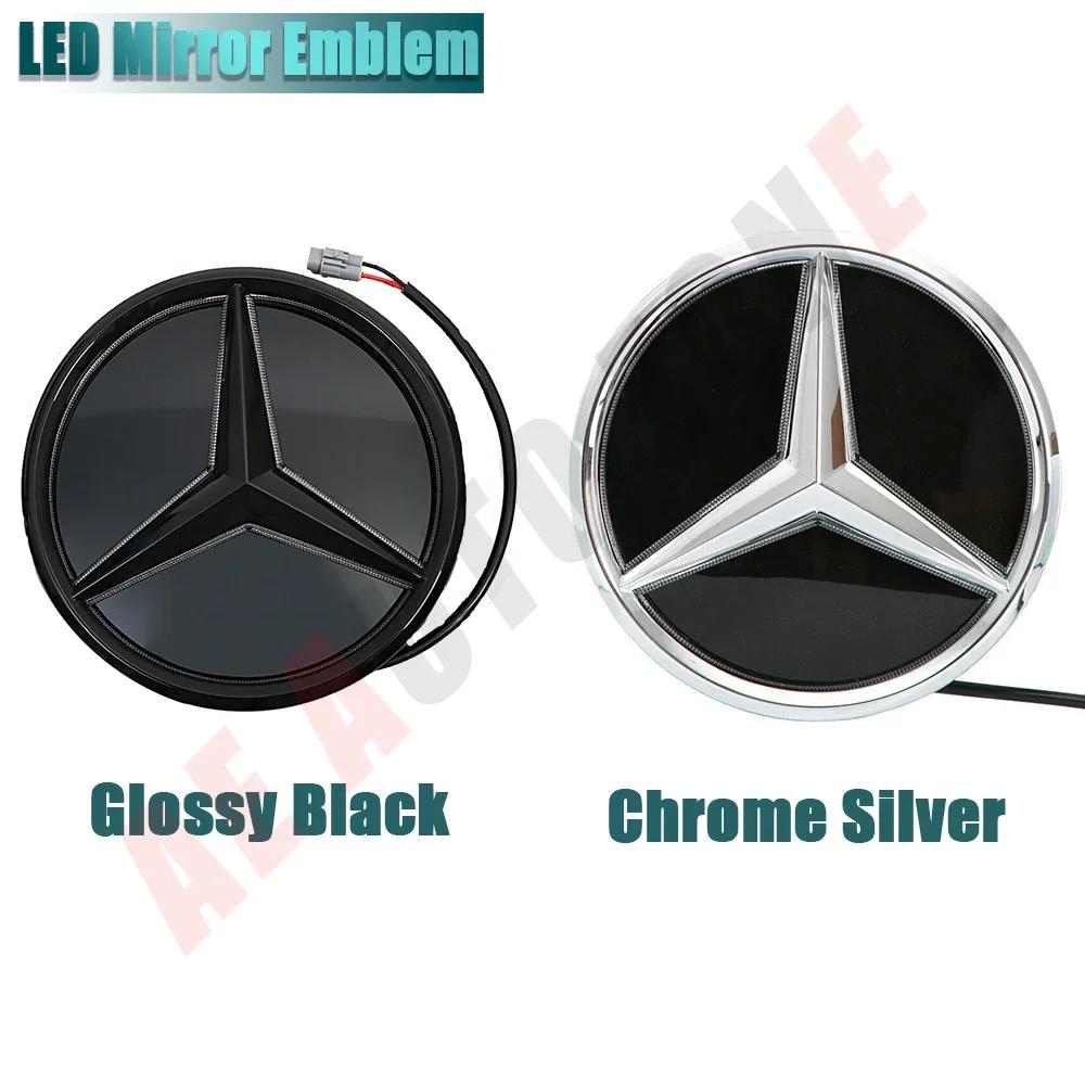 Silver Border 3D Mirror Emblem For Mercedes Benz A W176 B W246 C W205 Class Matte Black OE Style Front Grille Star Emblem Logo p5