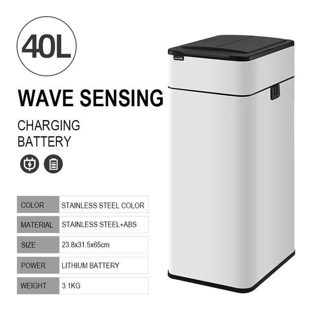 Smart Sensor Trash Can Stainless Steel Automatic Wastebin For Bathroom Kitchen Smart Bucket Garbage 30L 40L 50L 60L Trash Bin