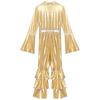 Women Flared Jumpsuit Bar Nightclub Disco Costume Sparkle Retro Cosplay Prom Party Costume 70s 80s Disco Outfit One Piece