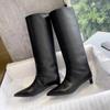 New Designer Knee High Boots Autumn Winter Cosy Long Boots Ladies Kitten Heel Soft Leather Concise Fashion Knight Boots Woman
