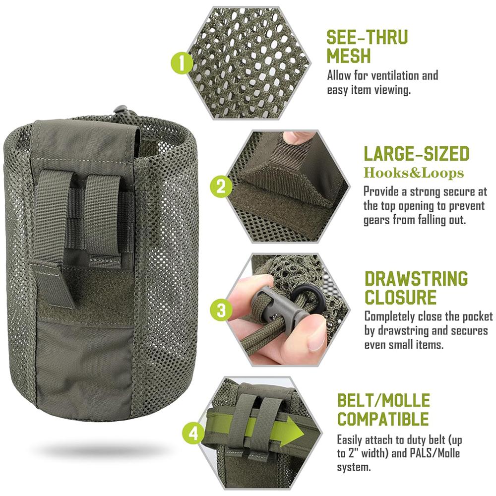 Тактический карман Molle Dump Pouch Outdoor Roll-Up Drawstring Magazine Utility Folding Belt Bag Mesh Folding Sport Hunting EDC Pocket