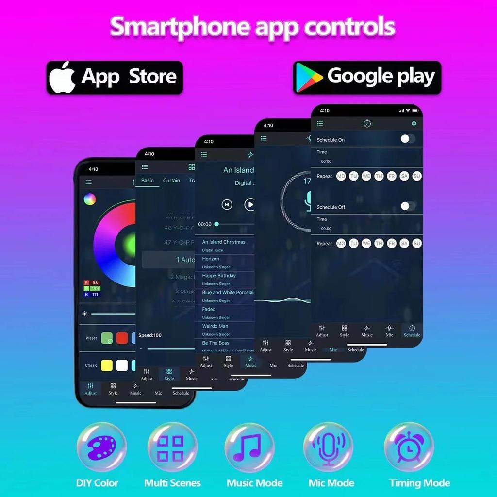 Фейерверки с дистанционным управлением Светодиодные ленты RGB Умные танцевальные огни Музыкальная вечеринка Ритм Красочные огни
