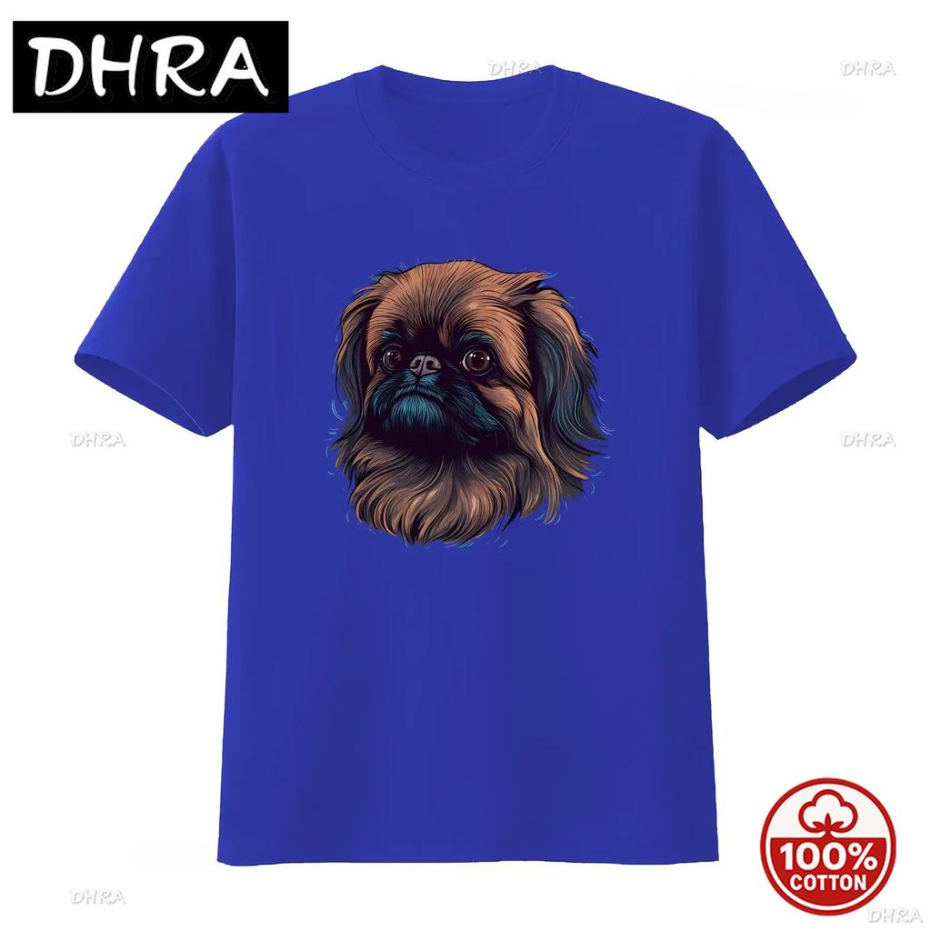Pekingese Tshirt Lion Dog Unisex Vintage Washed 100 Cotton Loose Soft Oversized Oneck Streetwear Comfortable Breathable Stylish