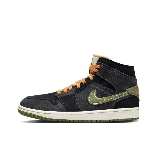 Air Jordan 1 Mid SE Craft Антрацитовый Светлый Мужские Оливковый FD6817-003