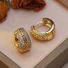Полые геометрические круглые серьги Модные серьги-гвоздики с кубическим цирконием для женщин Серьги-клипсы Вечерние украшения