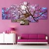Modern Home Wall Art Decor Framework Pictures 5 Pieces Beautiful Pink Cherry Tree Landscape HD Printed Painting On Canvas Poster