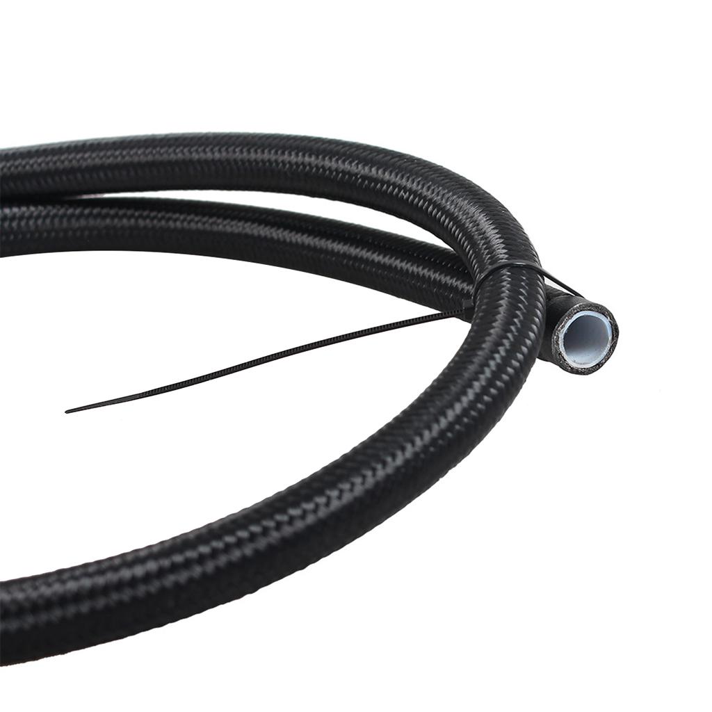 AN4 AN6 AN8 AN10 AN12 Fuel Line Hose,Nylon Braided Fuel Line Hose with Stainless Steel Mesh Reinforce Black