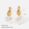 French light luxury high-end personalized sunflower pearl earrings three-piece titanium steel gold-plated starfish conch ear jewelry