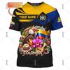 Columbia Custom Name 3D Print T-shirt For Men Colombia Flag Pattern Short Sleeve T Shirts Summer Personality Loose Customed Tee