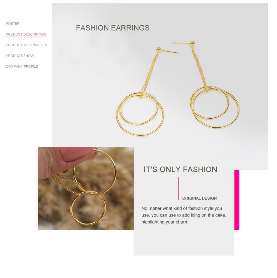 Emanco Women's Earrings Exaggerated Hollow-out Double Hoop Earrings Unique Stainless Steel Geometric Pendant Earrings