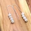 Moonstone 925 Silver Threader Earrings, Natural Gemstone Women Handmade Fringe Earrings