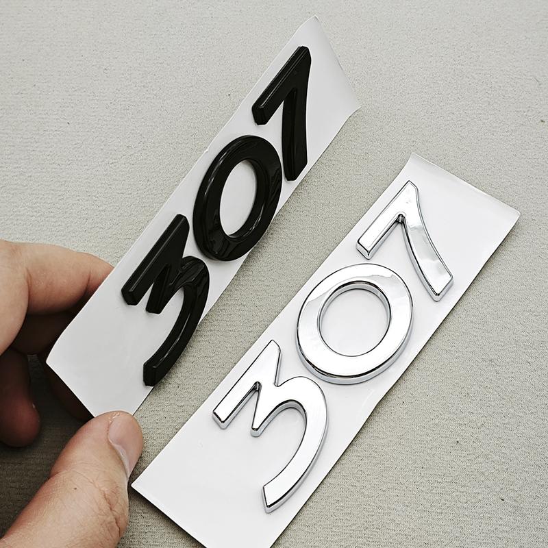 For Peugeot 308 307 301 Car Sticker Emblem Badge Logo Rear Trunk Hood Auto s Decal Black Chrome Lettering Exterior Accessories