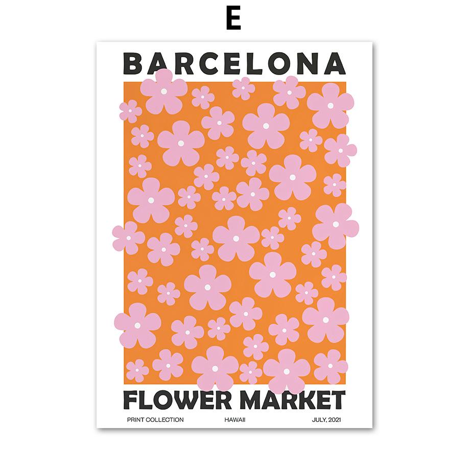 Абстрактная розовая карта музея Матисса, цветочный рынок, настенная живопись на холсте, скандинавские постеры и принты, декоративные фрески для гостиной