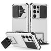 KEYSION Shockproof Case for Samsung S25 Ultra 5G S25+ Plus Slide Camera Lens Protection Live Stand Phone Cover for Galaxy S24 FE 5G