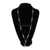 HX6F Lightweight White Pearls Bead Chain Lanyard Necklace Badge Holder Hollow Beads Necklace Fashion Jewelry Decor