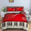 Music Notes Bedding Set Duvet Cover Set Piano Keys Keyboard Bed Set Classic Music Melody Comforter Cover for Kids Boys Girls