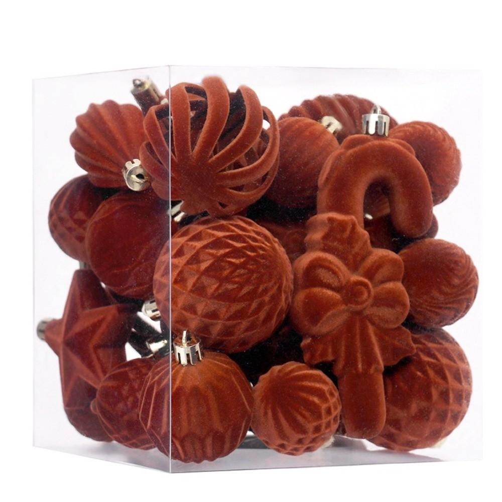 28pcs Special-shaped Xmas Tree Charm Flocked Christmas Supplies Party Decoration