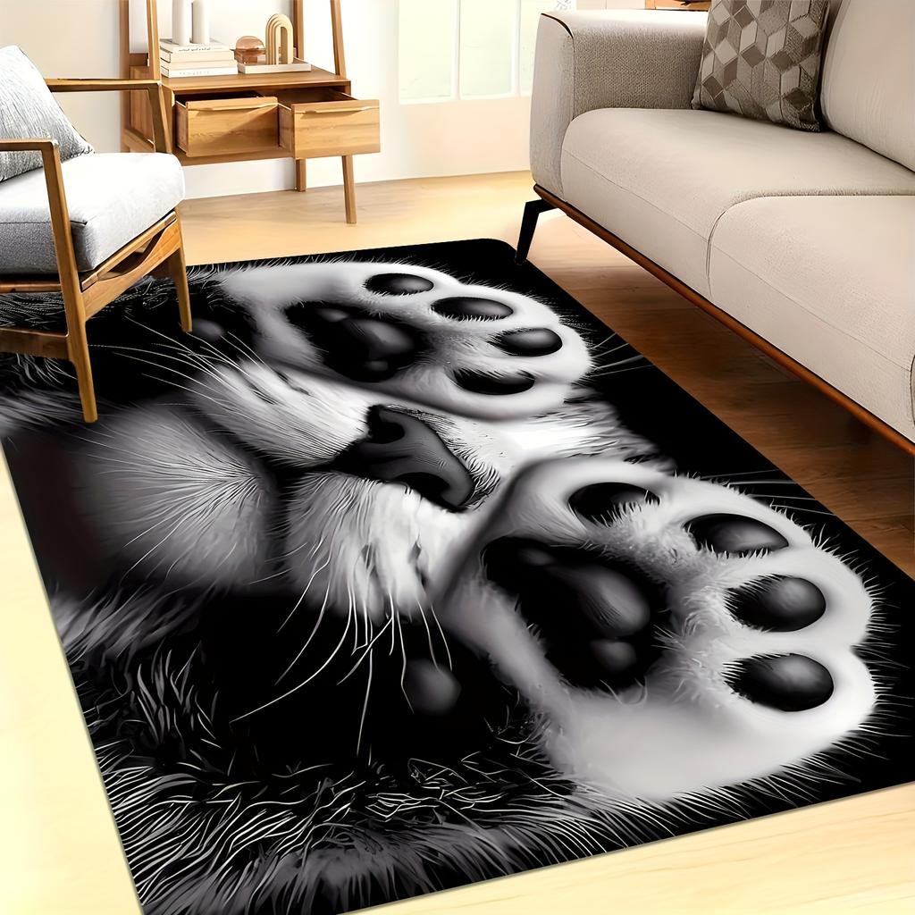 Creative Paw Print Rectangular Area Rug, Non-Slip Floor Mat for Living Room Bedroom Office, Indoor Outdoor Entryway Decor