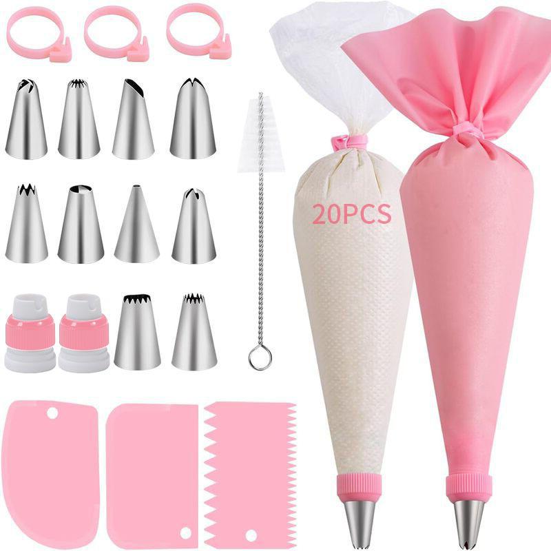 40Pcs Cake Decorating Kit with Stainless Steel Tips TPU Reusable Piping Bag for Cupcake Cookie Pastry Making
