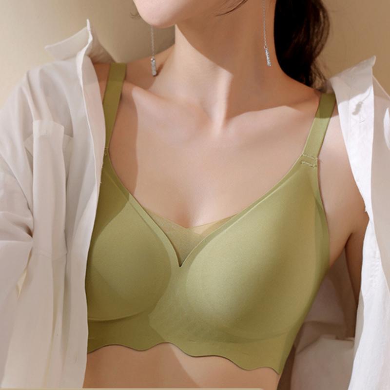 No Trace of Summer Underwear Thin Anti-sagging Gathered Side Breast Bra Light No Steel Ring Bra Women