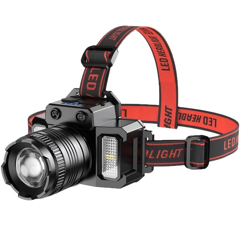 LED Headlamp with Motion Sensor, Rechargeable ABS Headlight with USB Charging, Adjustable Angle, Satin Finish