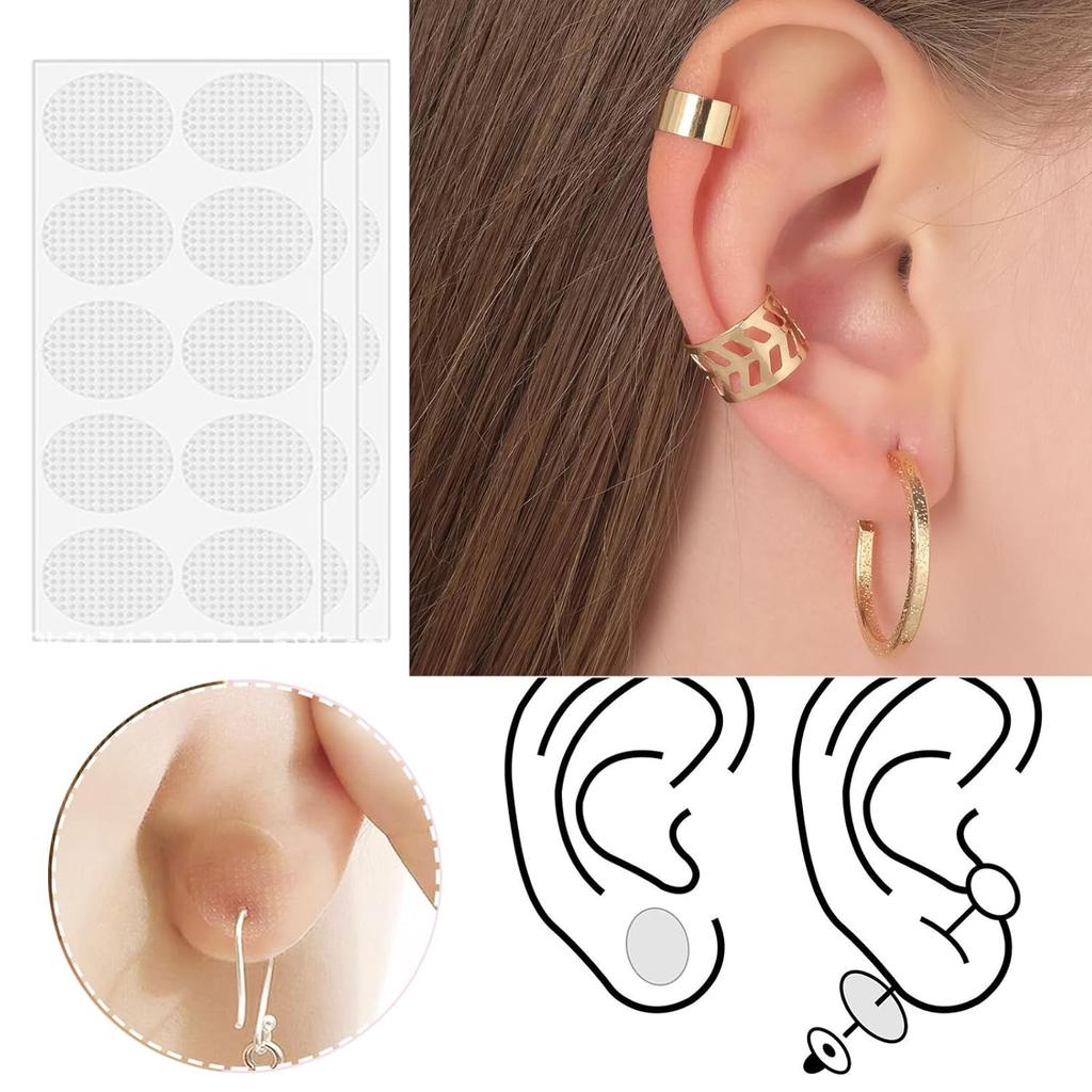 Invisible Ear Lobe Support Patches for Heavy Earrings 60pcs Clear Earlobe Protector Stickers | Pain-Free Anti-Tearing & Sagging Solution (2.8"x1.6")