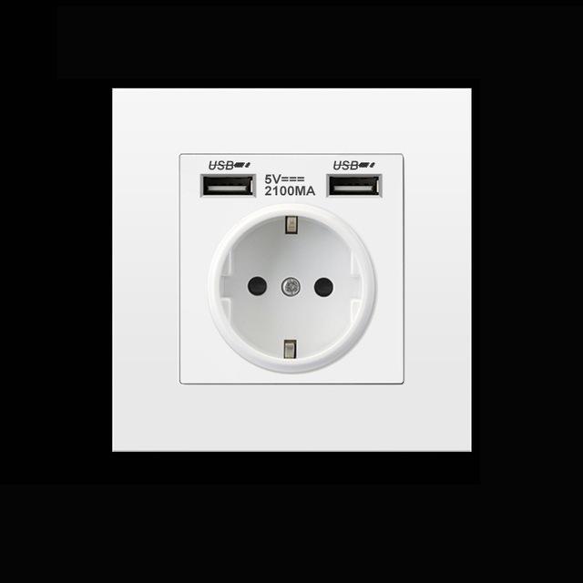 EU Standard Electrical Wall Charger Adapter Charging Wall Germany Plug Socket Power Outlets,16A,PC Panel,Bedroom Socket