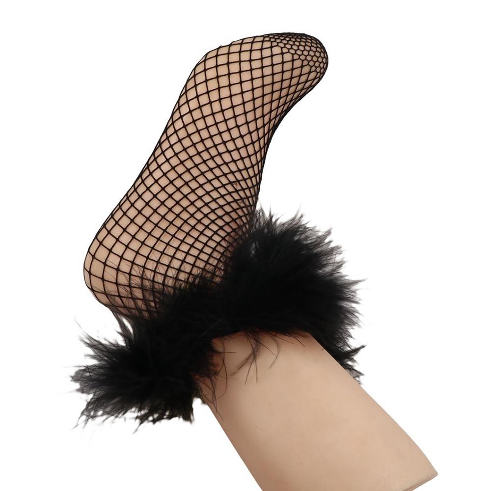 Grid Hollow Out Socks Bright Color Socks Women Y2K Feather Fishnet Stockings  Music Festival