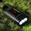 Solar Powered Charging Torch Hand Crank Outdoor Camping Flashlight Saving Space for Backpack