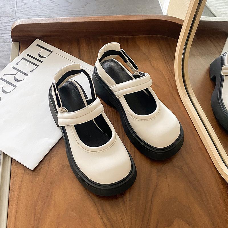 Туфли Мэри Джейн в стиле ретро. Сандалии на толстой подошве. Женские летние новые туфли с круглым носком, на толстом каблуке и платформе. Черные туфли. Туфли-лодочки. Черные туфли.
