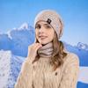 Women Autumn Winter Warm Ear Protector Hat Neck Scarf Set Cold Resistant Imitation Plus Fur Knitted Cap Sweet Cute Woolen Hat Sets