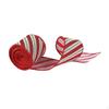 Christmas Ribbon Glitter Decoration Ornament 5 Yard Length Wrapping Wired Striped