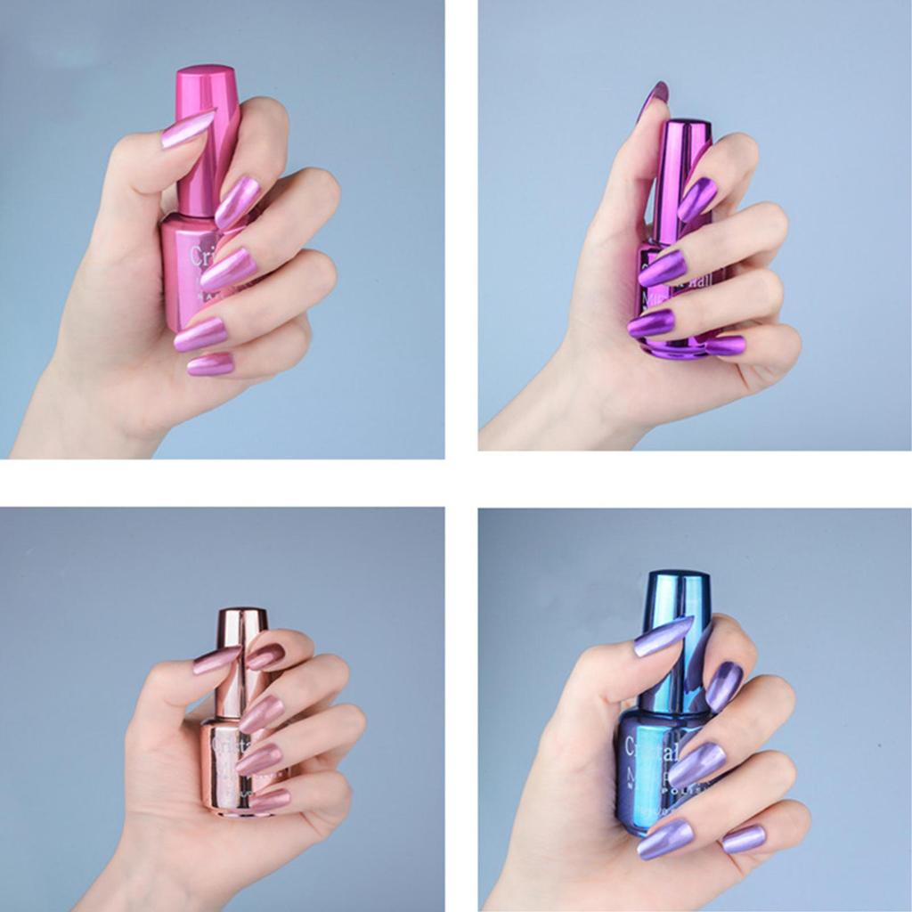 Women 20ml Quick Drying Lasting Metallic Mirror Effect Nail Art Polish Varnish Tool Manicure Gift