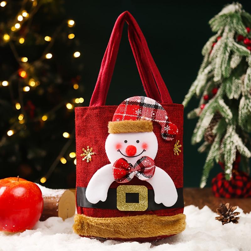 Christmas Gift Bag Santa Claus Snowman Linen Tote Bag Candy Gift Packaging Bag Pouch Party Home Navidad Christmas Decorations