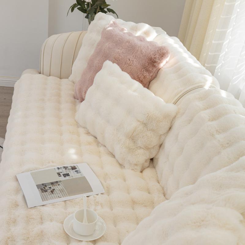 Чехлы для диванов с плюшевой подкладкой «Кролик», зимнее теплое универсальное полотенце для дивана, нескользящий коврик для дивана, толстый чехол для дивана, полотенце, чехол для гостиной