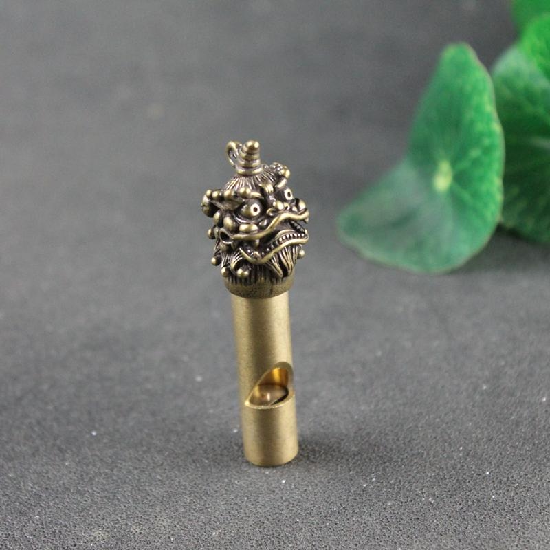 Copper Wild Boar Rhino Eagle Boa Lion Wolf Kirin Lizard Keychain Pendants Outdoor Referee Whistle Vintage Wild Survival Whistles