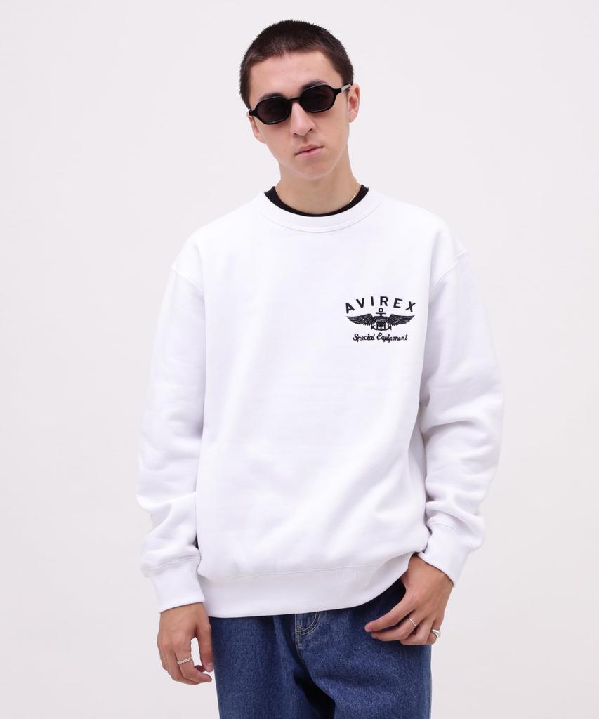 AVIREX VARSITY LOGO CREW NECK SWEAT 783-3932007 men's M white