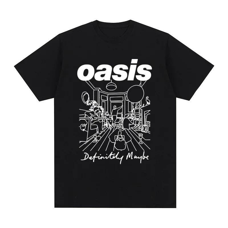 Летняя Мода Мужчины Женщины Футболка Oasis Рок-группа Ретро Хлопок Повседневная Свободная Высококачественная Круглый вырез Короткий рукав Футболка