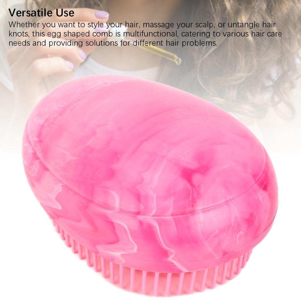 4pcs Rosy Red Egg Shape Detangling Brush Bright Marble Effect Portable Styling Comb Hair Brush