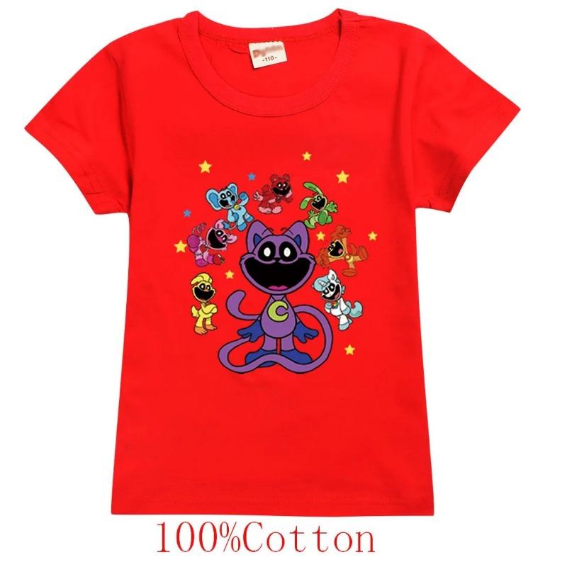 Новая игра Футболки Smiling Critters Детские 2024 Летняя одежда Мальчики Футболка Cat Nap Детские топы с коротким рукавом Детская одежда