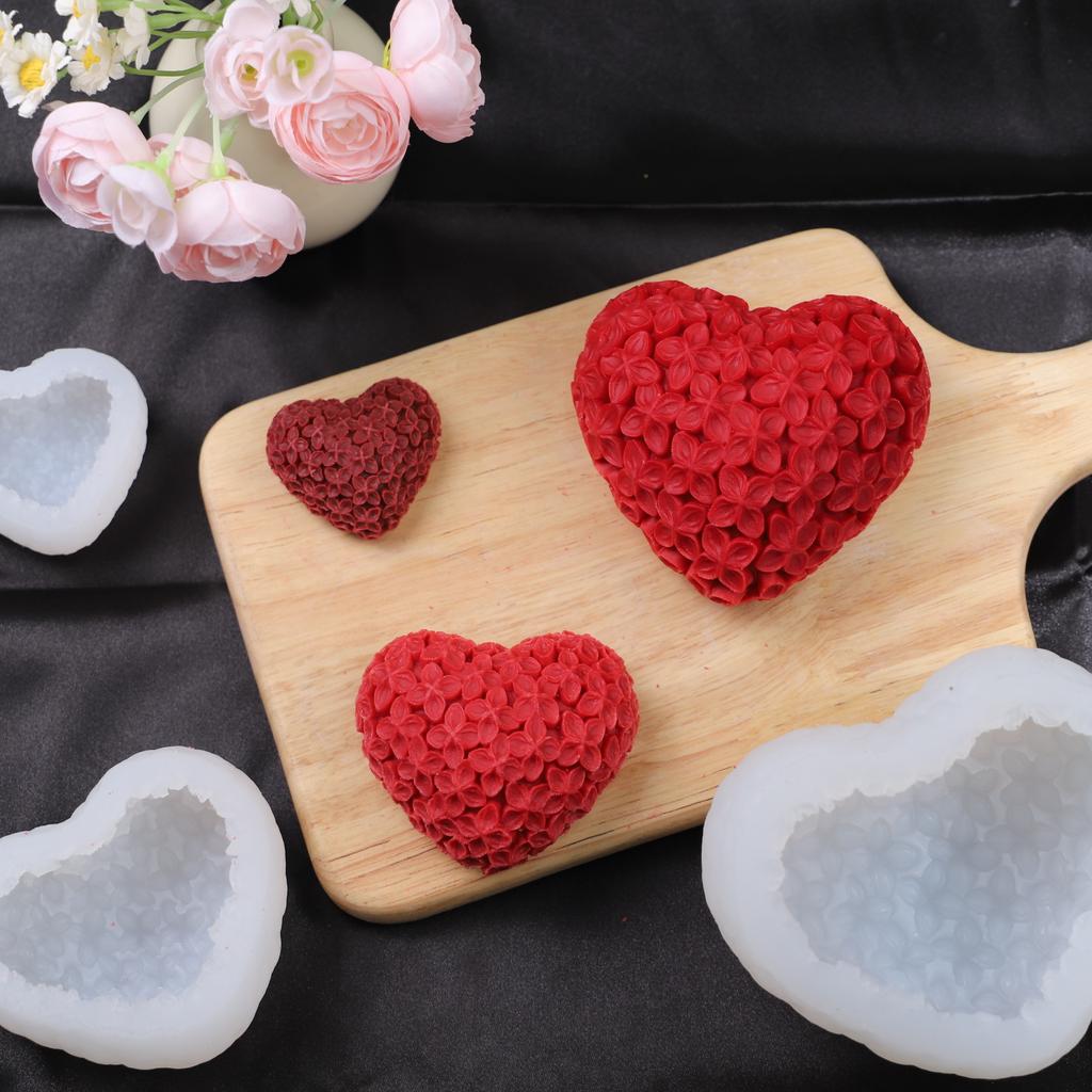 3D Love Heart Rose Flower Свеча Силиконовая форма Шоколадный мусс Инструмент для изготовления торта Мыло ручной работы Шарик глины Гипс Ароматизатор своими руками