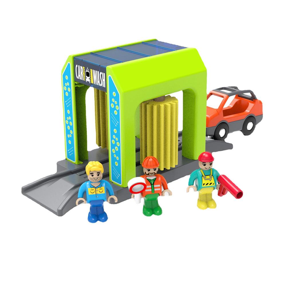 Детская игрушка Имитация сцены автомойки Деревянная трасса Маленький поезд Наука и образование Пазл Свободное сращивание