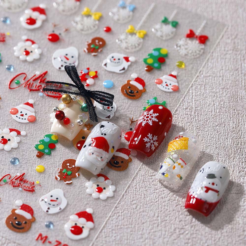 Cartoon Christmas Nail Decals Santa Claus Xmas Nail Decorations Christmas Nail Stickers  Winter