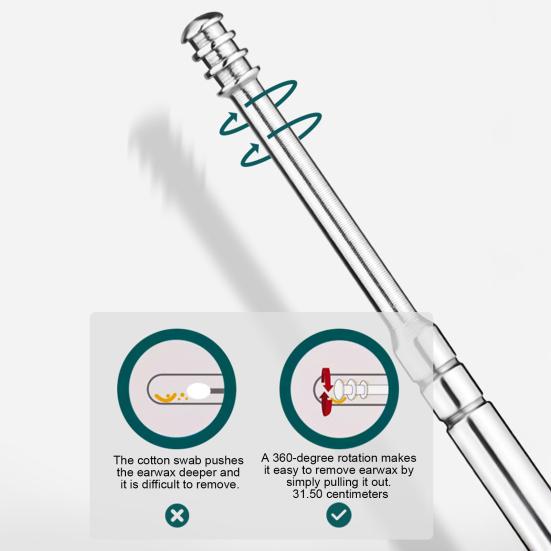 Набор из 6 предметов для чистки ушей из нержавеющей стали, спиральные инструменты для чистки ушей с чехлом из искусственной кожи, домашний набор для ухода за ушами для дома и путешествий
