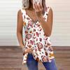 Женский топ, летний, повседневный, с принтом опавших листьев, большого размера, без рукавов, на молнии, с V-образным вырезом, майка