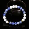Натуральный синий горошек камень белый халцедон смешанные браслеты женские модные индивидуальный дизайн простой темпераментный эластичный браслет