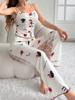Women's Pajamas Set Sleepwear 2 PCS Short Tank Tops White Ventilate Soft Casual Love Printing