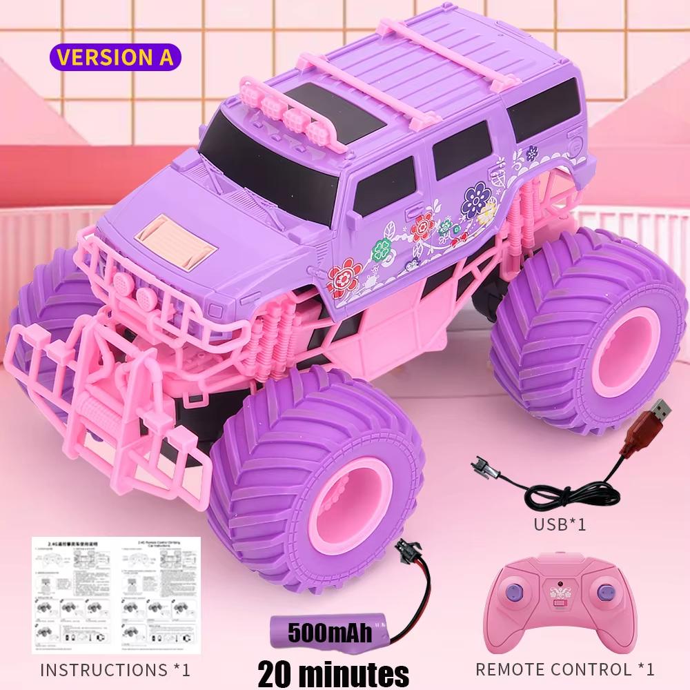 2204 New Pink Rc Car Electric Drive Off-Road 2.4G Big Wheel High Speed Purple Remote Control Trucks Girls Toys for Children